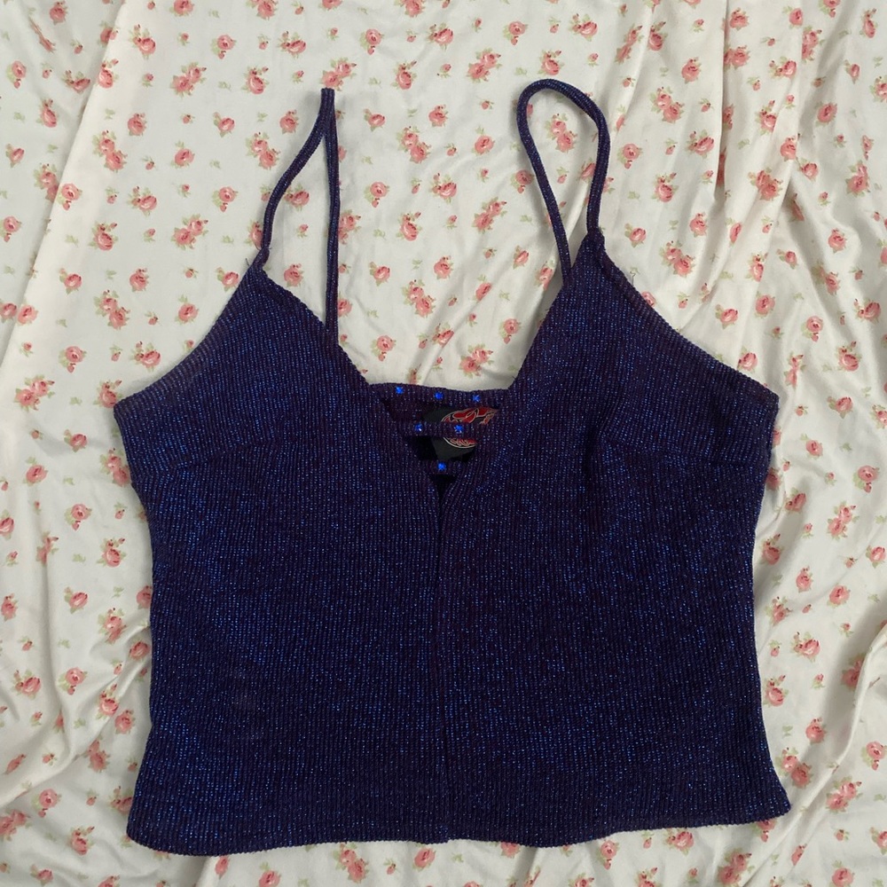 lip service glittery tank top